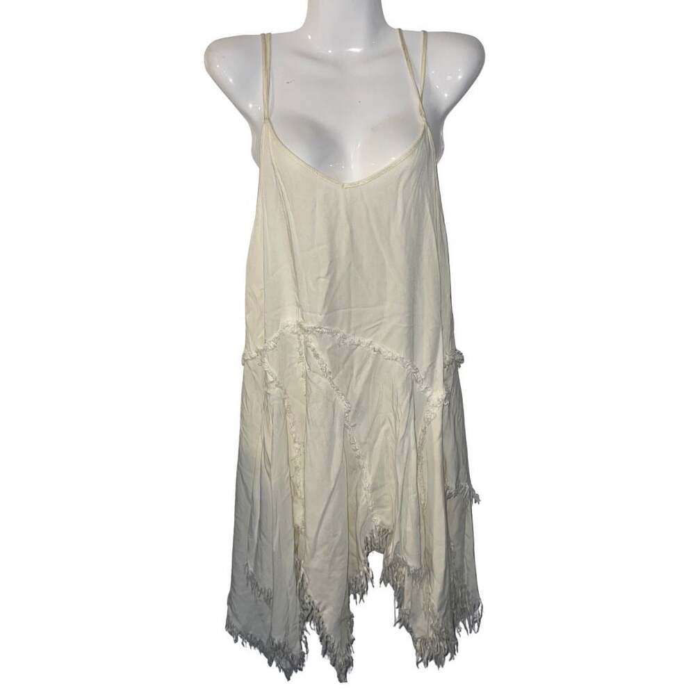 Free People Intimately Shred Asymmetrical Handkerchief Hemline Slip Dress SZ S